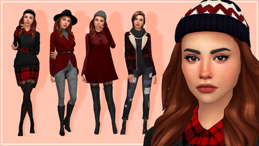 An example of four different outfits available in the Sims 4.